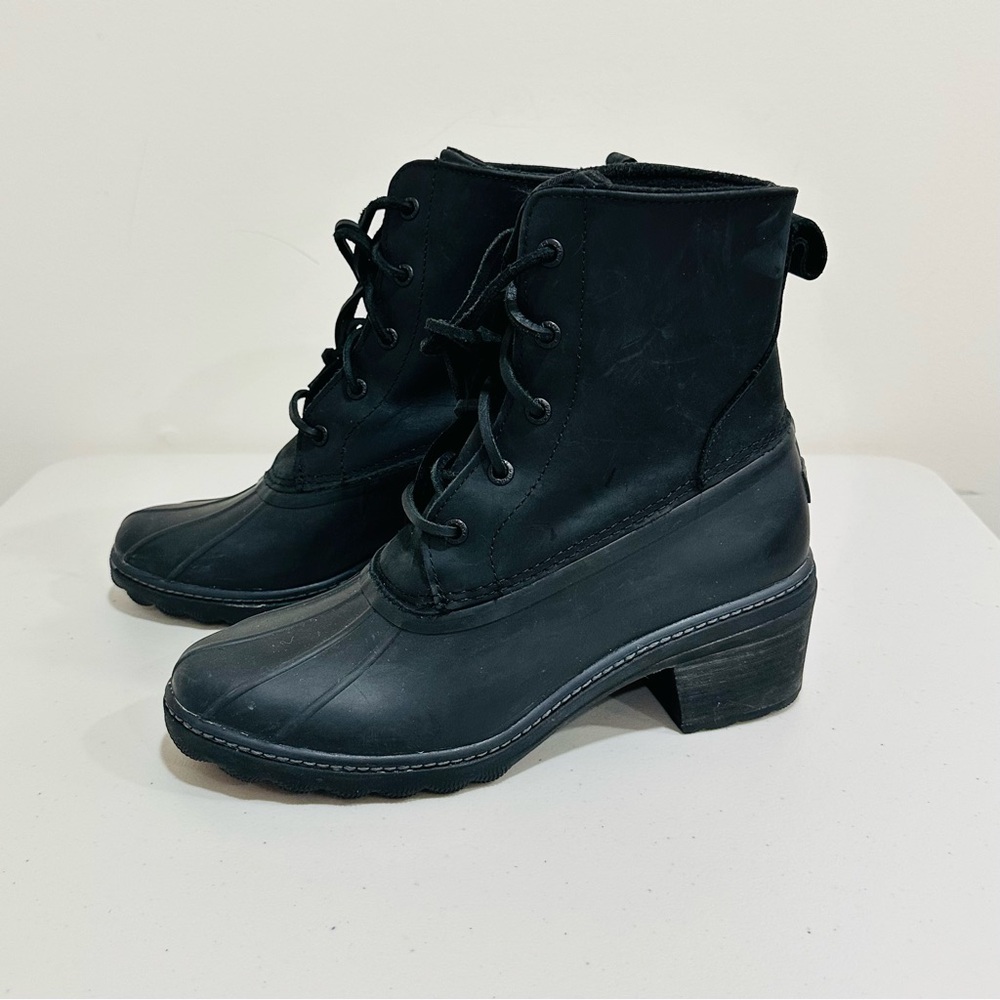 Women's Sperry Saltwater Heel Duck Boots Black STS85478 Size 9Medium‎ M Leather